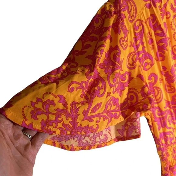 Anthropologie Paisley Print Hi Low Flutter Sleeve Midi Maxi Dress Size 10 Flowy - Picture 4 of 8